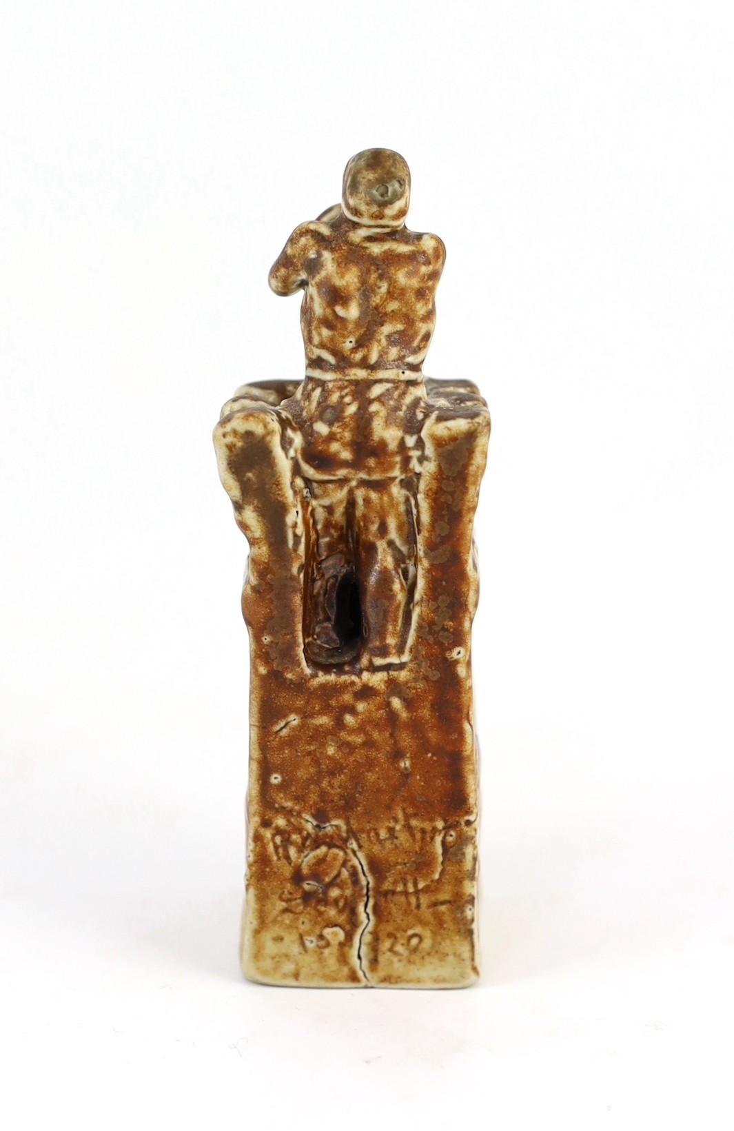 A rare Martin Brothers stoneware rook chess piece, c.1920, 11.5cm high